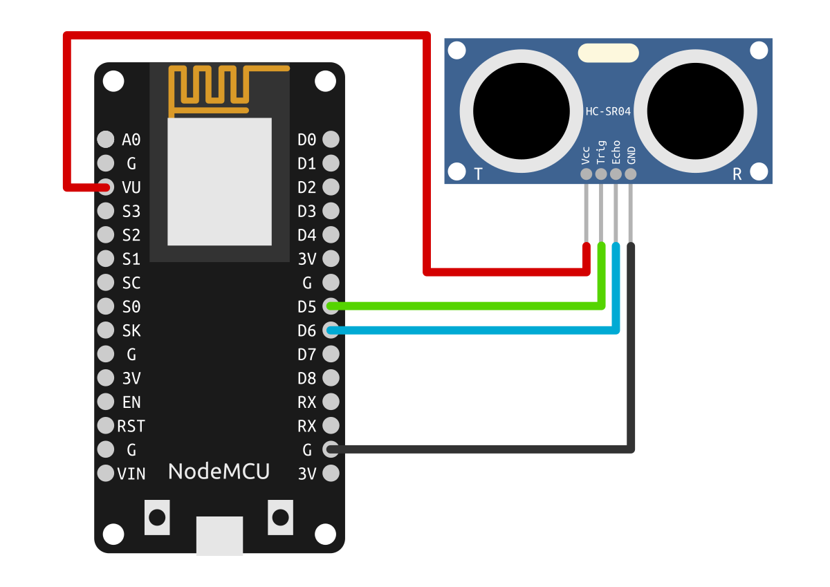 NodeMCU + HC-SR04